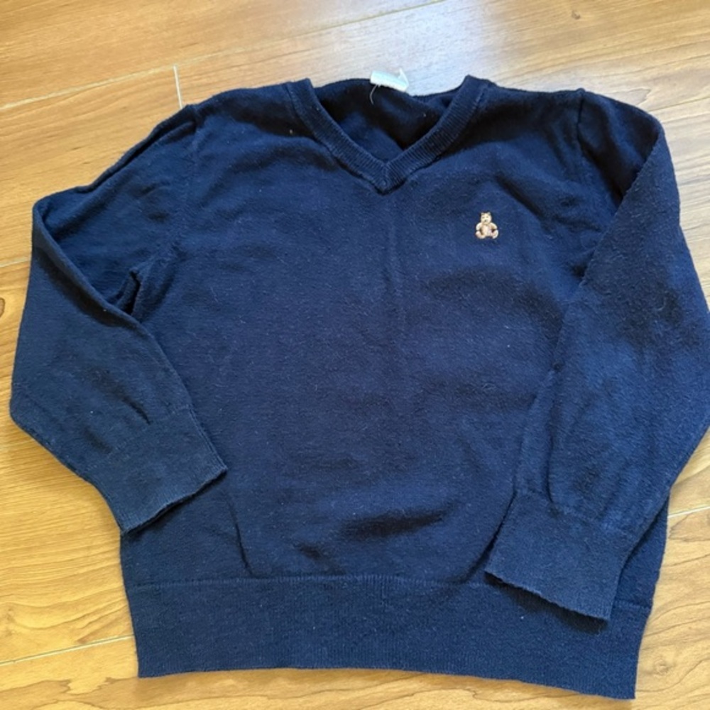 GAP Blue V-Neck Sweater with Embroidered Logo